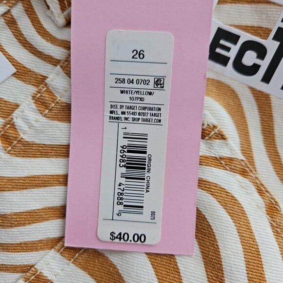 Future Collective Women's Jeans Size 26 Slim Straight Cream/Yellow Alani Noelle - Picture 9 of 16